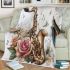 Music notes and saxophone and rose and butterfly blanket