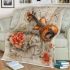 Music notes and violin and rose and carp color blanket