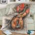 Music notes and violin and rose and carp color blanket