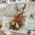 Music notes and violin and rose with dragonfly colorfull blanket