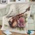 Music notes and violin and rose with dragonfly colorfull blanket