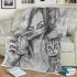 Music notes and women and a cat go drink ready with jazz music blanket