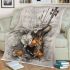 Musical notes and violin and orchid and goldfish blanket