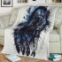 Navy panther and dream catcher area rug blanket