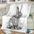 Pencil drawing of an adorable rabbit blanket