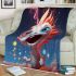 Playful dragon in colorful pool blanket
