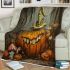 Pumpkin grinchy smile and birds big mushroom 3d blanket