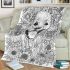 Realistic happy golden retriever surrounded by flowers blanket