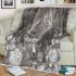 Realistic hyperdetailed portrait drawing of a deer in the forest blanket