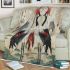 Red crowned cranes with dream catcher area rug blanket