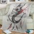 Red eyes dragon with dream catcher area rug blanket