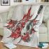 Red maple leaf of canada and music note and guitar and dog blanket