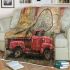 Red truck with dream catcher area rug blanket