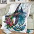 Sea turtle tattoo design with flowers and waves blanket