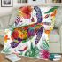 Sea turtle with tropical flowers and leaves blanket