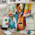 Simple and colorful painting of the musical instrument guitar blanket