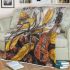 Spider and music notes and electric guitar with yellow blanket