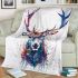 Stag head colorful ink painting blanket