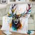 Stag head colorful ink painting blanket