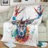 Stag head colorful ink painting blanket