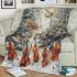 The dragonfly with violins and music notes in winter blanket