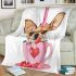 Valentine teacup chihuahua in pink and brown blanket