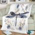 Watercolor dark blue dragonfly with gold blanket