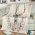 Watercolor deer with antlers blanket