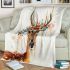 Watercolor deer with colorful flower crown blanket