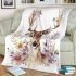 Watercolor deer with flowers blanket