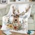 Watercolor deer with flowers blanket