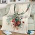 Watercolor deer with flowers blanket