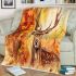 Watercolor deer with large antlers blanket