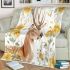 Watercolor deer with yellow roses blanket