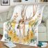 Watercolor deer with yellow roses blanket