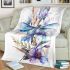 Watercolor dragonfly among flowers blanket