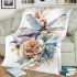 Watercolor dragonfly among flowers blanket