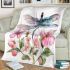 Watercolor dragonfly and pink flowers blanket