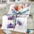 Watercolor dragonfly flowers blanket