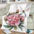 Watercolor dragonfly perched on pink peonies blanket