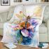 Watercolor dragonfly sitting on flower blanket