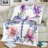 Watercolor dragonfly surrounded in the style of flowers blanket