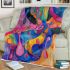 Watercolor painting with colorful patterns and shapes blanket