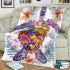 Watercolor sea turtle with a colorful mandala pattern blanket