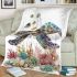 Watercolor sea turtle with coral reef and fish blanket