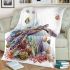 Watercolor sea turtle with coral reef and fish blanket