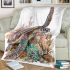 Watercolor turtle swimming in coral reef blanket