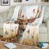 White tailed deer with large antlers and flowers on its head blanket