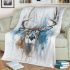 Whitetailed buck watercolor painting blanket