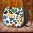 Pattern of flowers dogs cats mushrooms Saddle Bag, Totes, Crossbody, Purse: Bag Gift Idea for Girlfriend, Sitter, Birthday, Women ,Daughter, Mama, Ladies